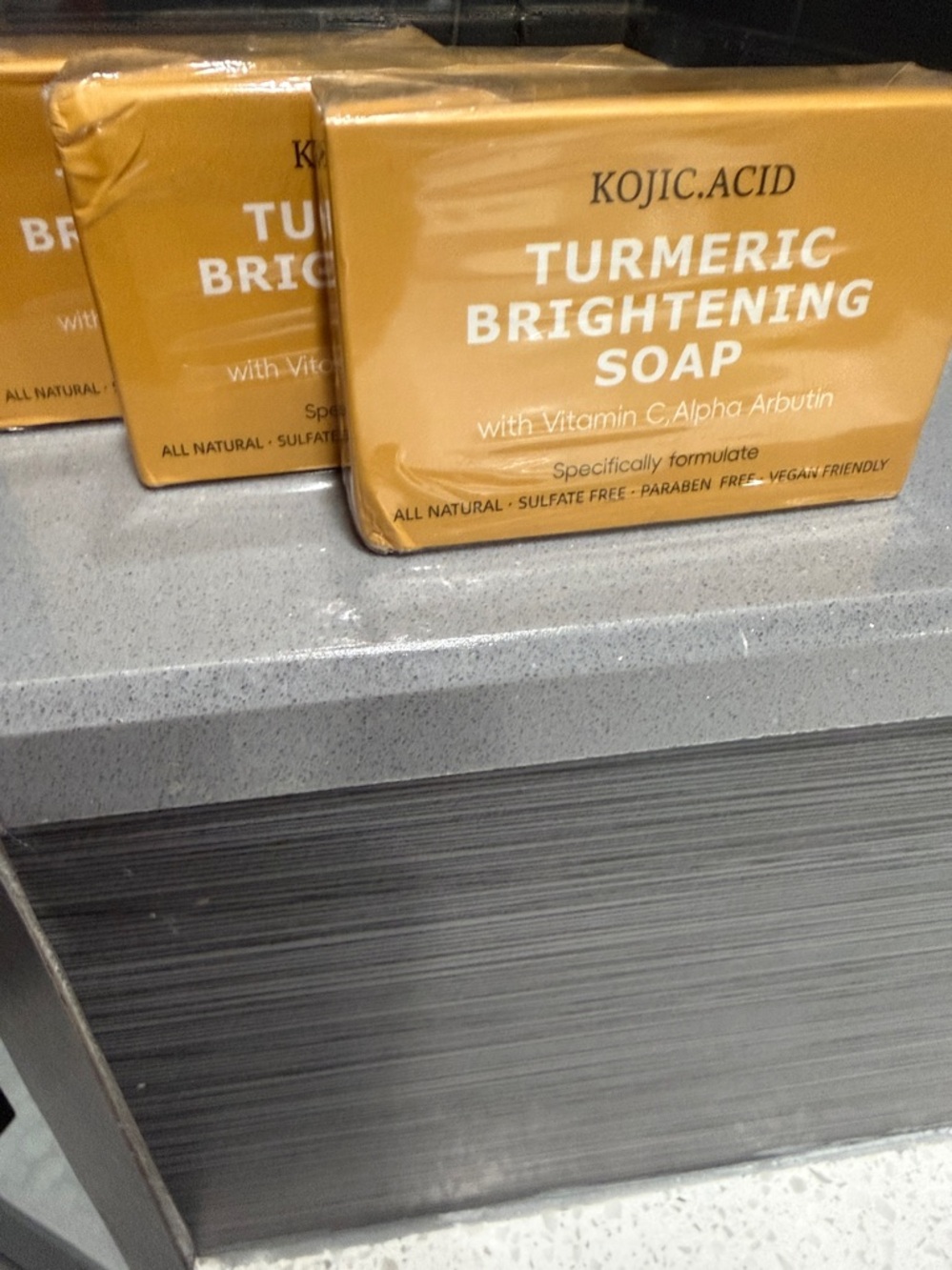 3 bars of Kojic Acid Turmeric Brightening Soap - Yellow Packaging - Picture 3 of 3